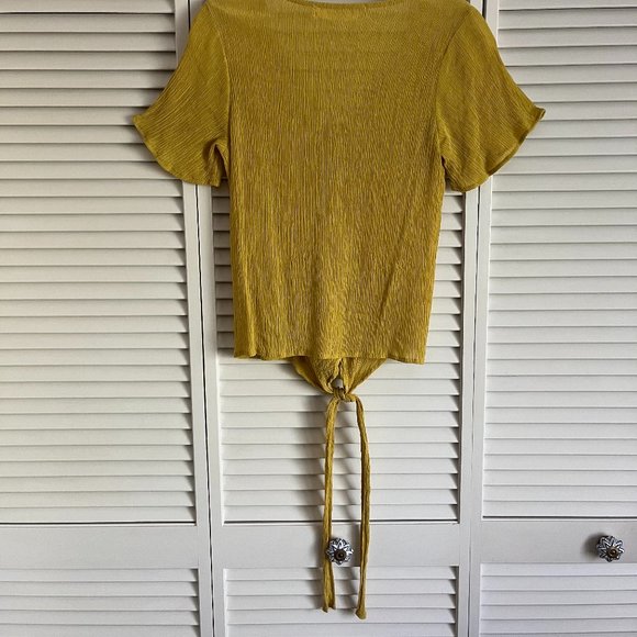 The Impeccable Pig v neck short sleeve blouse yellow women’s small - Picture 4 of 15